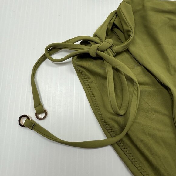 Reiss Olive Green Triangle Bikini Set Size US 8 Swimwear Two Piece Tie Side - Picture 4 of 9
